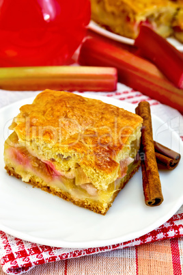 Pie rhubarb on napkin