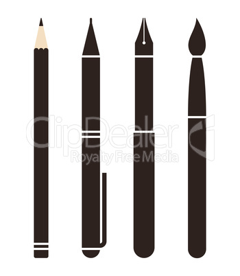 Set of pens and pencils