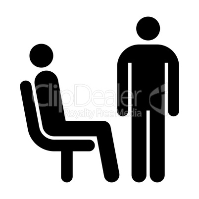 Seating and standing man. Waiting room symbol