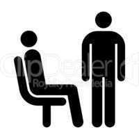 Seating and standing man. Waiting room symbol