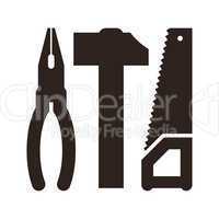 Pliers, hammer and saw icon
