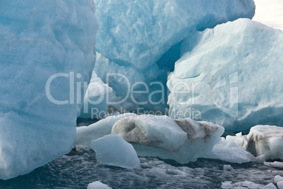 Blue Ice Rocks split from 1500 year old glacier - Iceland