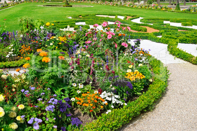 delightful flower bed in the summer park