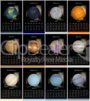 European french 2015 year calendar with solar system planets