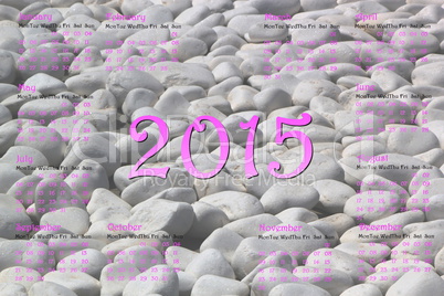 European 2015 year calendar with stones