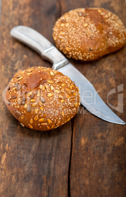 organic bread over rustic table