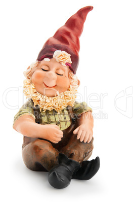 Sitting Gnome isolated with clipping path