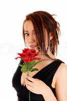 Asian girl with red rose.