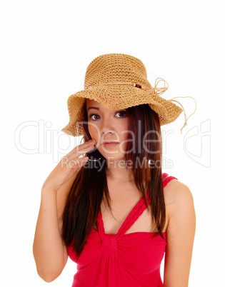 Beautiful woman with straw hat.