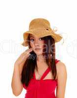 Beautiful woman with straw hat.