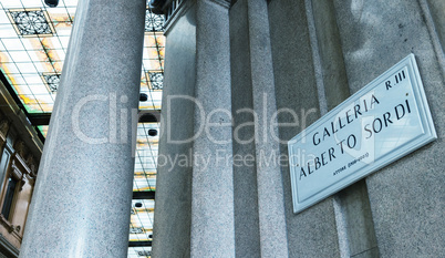 Rome. Entrance sign at Galleria Sordi