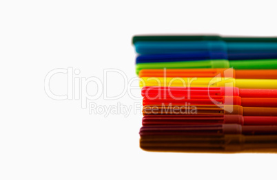 Colourful markers, isolated on white background