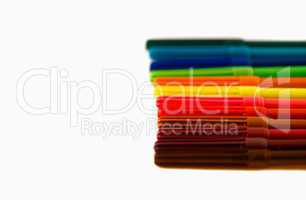 Colourful markers, isolated on white background