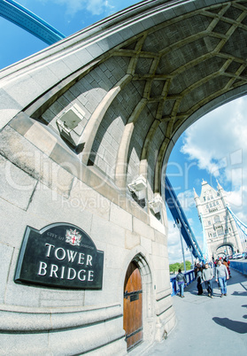 LONDON - SEPTEMBER 28, 2012: Tourists enjoy the view of Tower Br