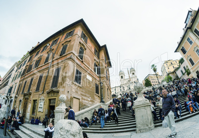 ROME - NOVEMBER 2, 2012: Tourists enjoy Spanish Steps. More than