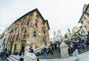 ROME - NOVEMBER 2, 2012: Tourists enjoy Spanish Steps. More than