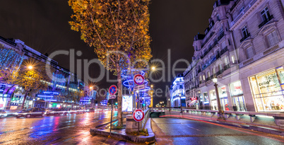 PARIS - DECEMBER 2, 2012: Lights of Champs Elysees at night. The