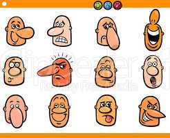 cartoon people emoticons heads set