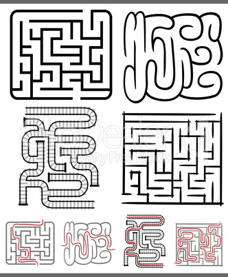 mazes or labyrinths diagrams set