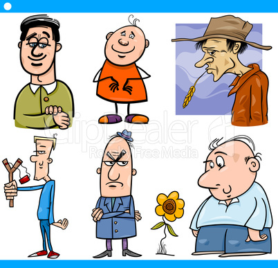 men characters set cartoon illustration