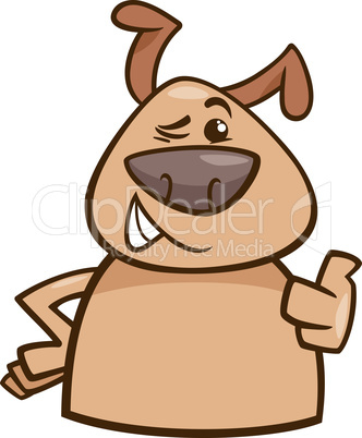 winking dog cartoon illustration