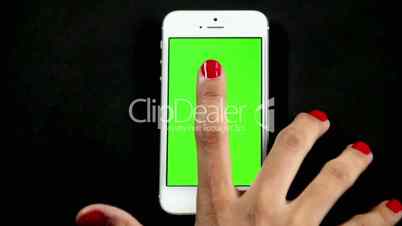Smartphone Touch Screen Finger Gestures on Green