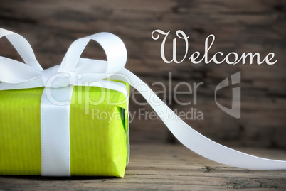 Green Gift with the Word Welcome