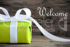 Green Gift with the Word Welcome