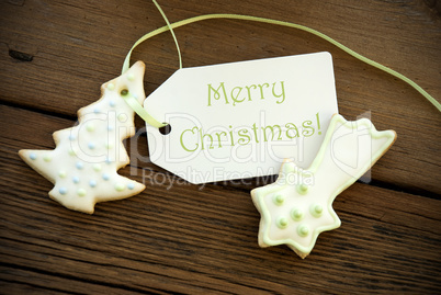 Christmas Greetings on a Label with Christmas Cookies
