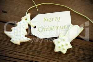 Christmas Greetings on a Label with Christmas Cookies