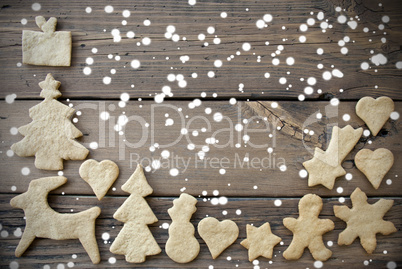 Snowy Ginger Bread Background with Copy Space