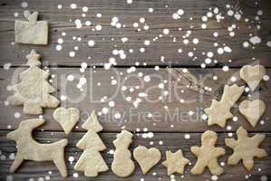 Snowy Ginger Bread Background with Copy Space