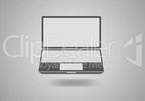 Laptop icon on gray background.