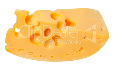 Piece of cheese on white background.