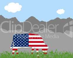 Kuh Alm und USA Fahne
