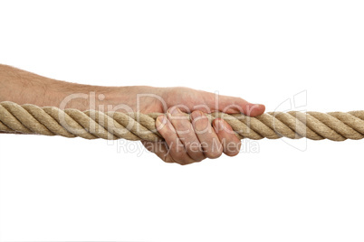 Man pulls a rope