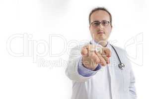 Young Doctor handing out Pills