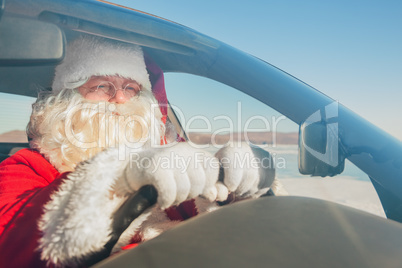 Portrait of Santa Claus in the car