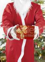 Santa Claus with red gift