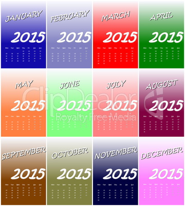 European 2015 year calendar