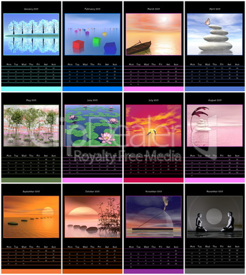 European 2015 year calendar with zen images