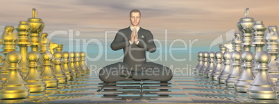 Businessman meditation strategy - 3D render