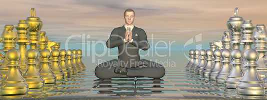 Businessman meditation strategy - 3D render