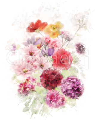 Watercolor Image Of Flowers