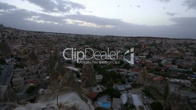 Aerial, night view of   Cappadocia