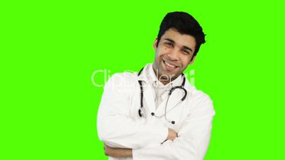 Male doctor showing thumbs up