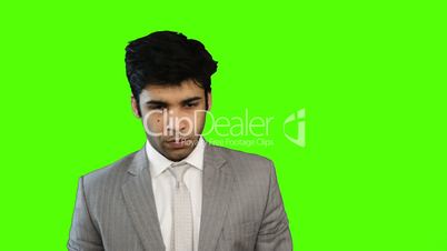 Young businessman giving presentation