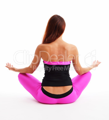 Girl sitting in the lotus position