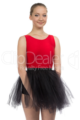 Photo of young dancer girl with arms crossed