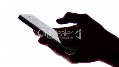 Businesswoman Smart Phone Browsing Back Lighted